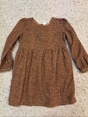 GAP Brown Leopard-Print Long Sleeve Dress